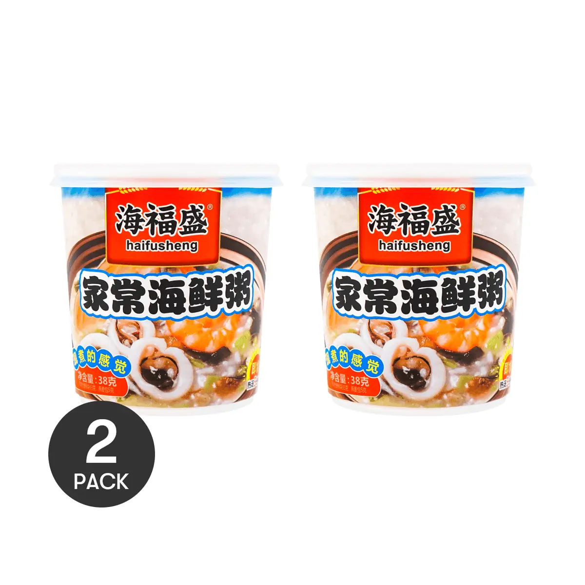 2 Pack HAIFUSHENG Instant Seafood Congee - Quick & Easy Meal, 38g/Bag, Authentic Home-style Flavor,  USA