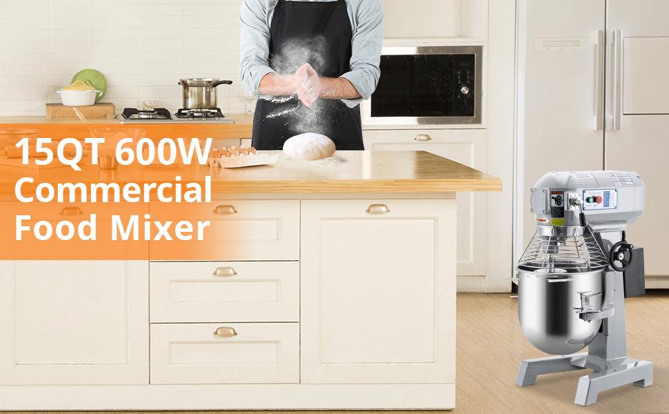 【Christmas Deal】GARVEE Commercial Food Mixer in 10QT and 15QT sizes, featuring a professional large stand mixer design with 3-speed adjustable settings, heavy-duty electric dough mixing, industrial-grade steel bowl and dough hooks for restaurant use