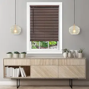Cordless Room Darkening Venetian Blind - 48 Inch Width, 64 Inch Length, 2" Vinyl Slat Size - Mahogany - GII Luna Light Filtering Horizontal Mini Windows Blinds for Interior by Achim Home Decor