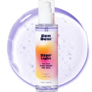 Snail Mucin Korean Skincare Serum - Zen Dew Star Light 97% Snail Mucin & Hyaluronic Acid for Dewy Glass Skin, Smooth Texture & Brightening, Lightweight Gel Serum, 3.38 oz