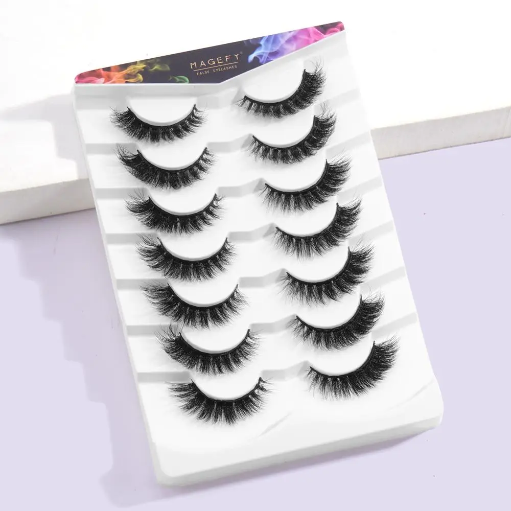 MAGEFY Fluffy False Eyelashes, 1/2 Boxes Wispy Cat Eye Look Faux Cluster Lashes, Natural Curling Eye Makeup Strip Lashes, Eyelash Extension Cosmetic K