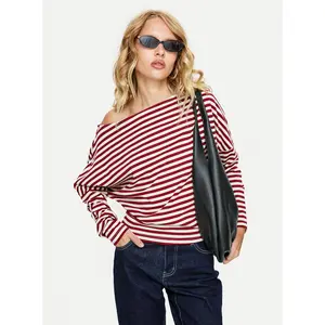 Deora Cinched Long Sleeve Top Red Stripe