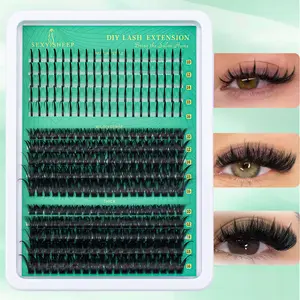 300pcs Dense Curled False Eyelashes Extension,Spiky Lashes, D Curl 10-16mm, DIY Eye Lash Cluster Set