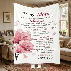 Mothers Day Gift Ideas for Mom – Cozy Warm Soft Fuzzy Fleece Blanket, Emotional Presents from Daughter Son for Birthday Thank You Mom，Suitable for all seasons, high-definition digitally printed flannel, ultra-soft and lightweight.