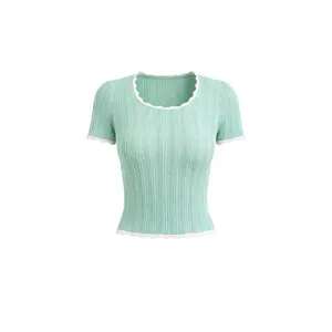 Pointelle Charm Short Sleeve Top