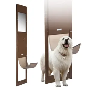 Height-Adjustable Sliding Glass Dog Door for Renters, 75.875-80.6875 in Adjustable Height, Aluminum Alloy Frame with Rotating Hinges, Lock System, 13.625x23.625 in XL-Size Tempered Glass Flap