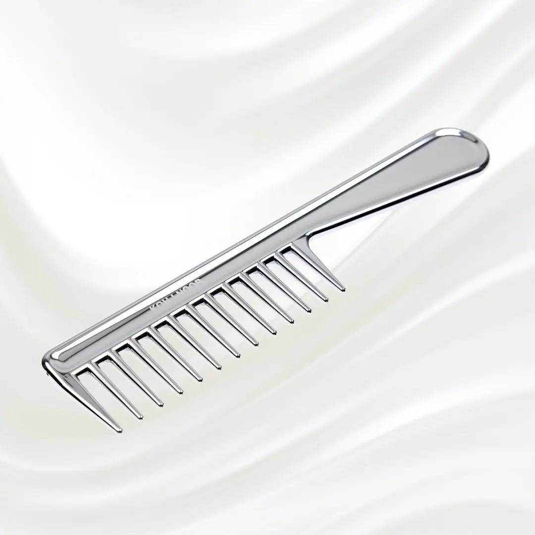 Metallic Wide Tooth Comb with Handle - High-Quality, Durable Design, Ideal for Everyday Use