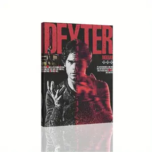 2D Canvas Poster, Artwork Inspired by the TV Series "Dexter" Featuring Red Thumbprint Design Depicting Dexter Morgan, Minimalist Decoration, Comes with Wooden Frame, Eye-catching Home Decor