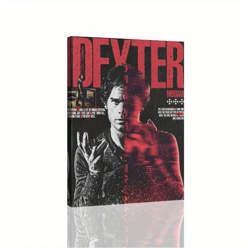 2D Canvas Poster, Artwork Inspired by the TV Series "Dexter" Featuring Red Thumbprint Design Depicting Dexter Morgan, Minimalist Decoration, Comes with Wooden Frame, Graphic Prints, Eye-catching Home Decor