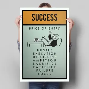 SUCCESS Price Of Entry Monopoly Motivation Poster Unframed, Graffiti Cartoon Wall Art, Home Decor, Office Decor, Entrepreneur Motivation, Vintage Quote Poster