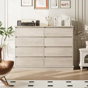 【GARVEE】8 Drawer Oak Dresser for Bedroom and Living Spaces with Deep, Wide Drawers and Large Horizontal Design, Ideal for Closets, Hallways, and Various Rooms