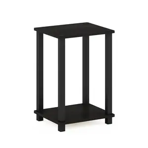 Simplistic Side Table in Espresso, designed with 2-tier storage, open shelf, easy assembly for bedrooms, living rooms, and small spaces