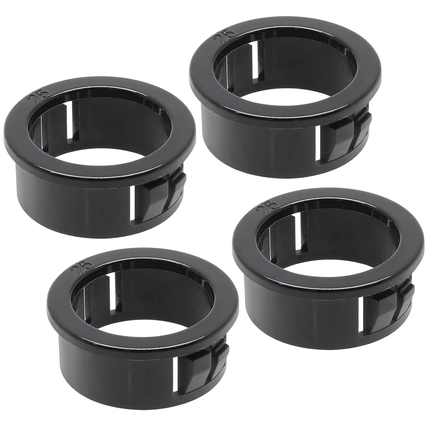 50 Pcs Nylon Snap Bushing Black Wire Bushing 1" Mounting Dia Grommet Protectors,Round Snap in Cable Hose Bushing SB-25