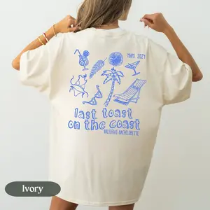 Last Toast On The Coast Bachelorette Party Shirts, Hand Drawn Mexico Bachelortte Matching, Custom Beach Bach Tee, Personalized Bride Gift