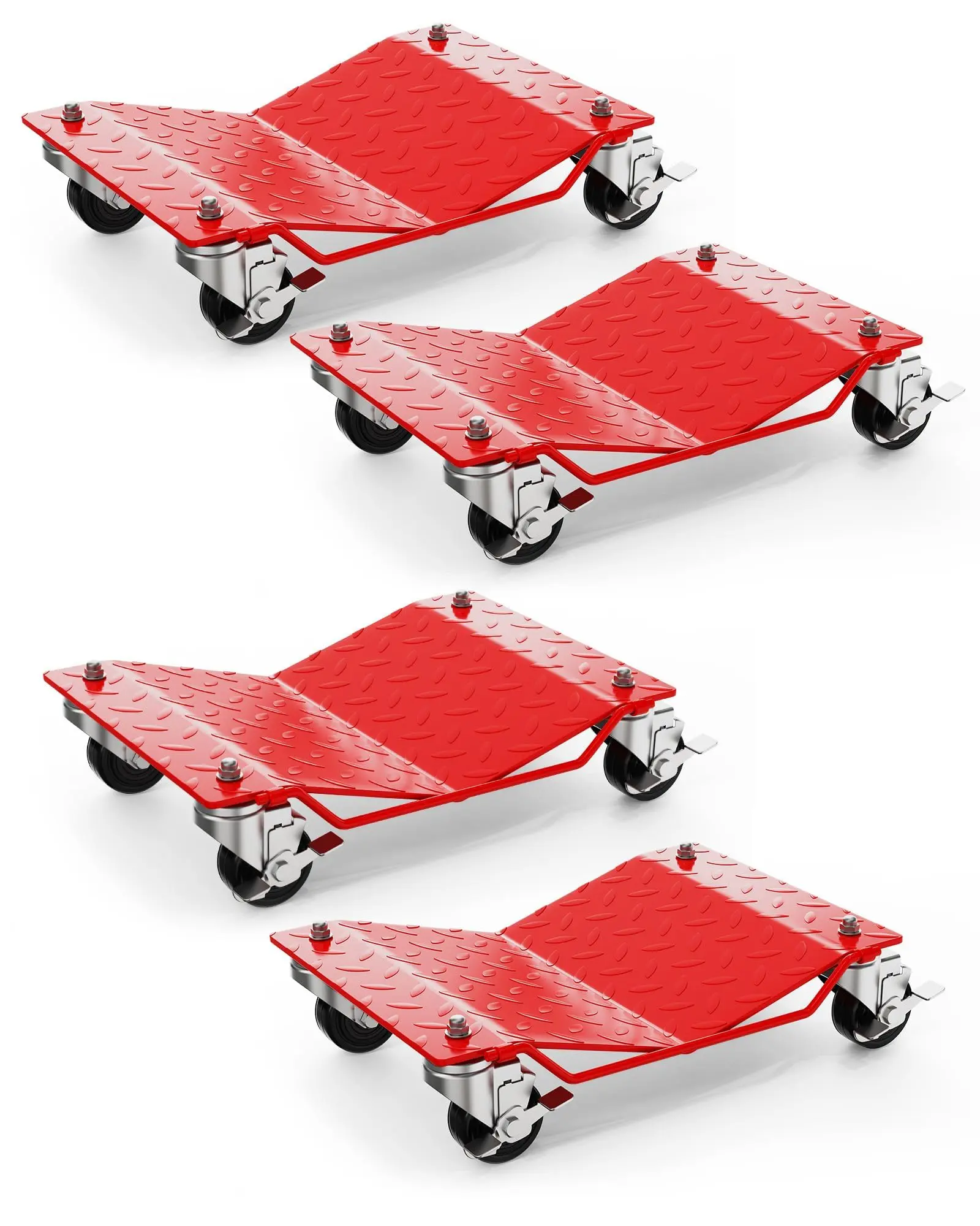 Garvee Upgraded Heavy Duty Car Wheel Dollies Set – 3000-4000 lbs Capacity, 360° Rotational Wheels, Secure Lock, Steel Skates for Vehicle Moving, Auto Repair, Garage Use