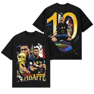 Kylian Mbappé France#10 Washed Vintage Graphic T-Shirt Premium Cotton Y2K Football Tee Retro Soccer Superstar Streetwear Shirt Oversized Unisex Fan Apparel Mbappé Champion Aesthetic Jersey Top Gift for Football Fans Camiseta Verano Trending TikTok