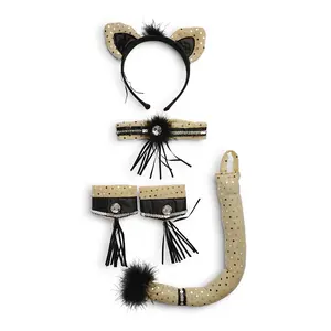 Cat Adult Costume Set - Headpiece, Tail, Collar, & Cuffs