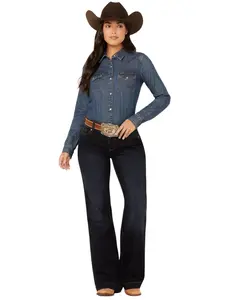 Shyanne Women's Tess Mid Rise Trouser Performance Stretch Denim Jeans - Srfa23j41-Dkw