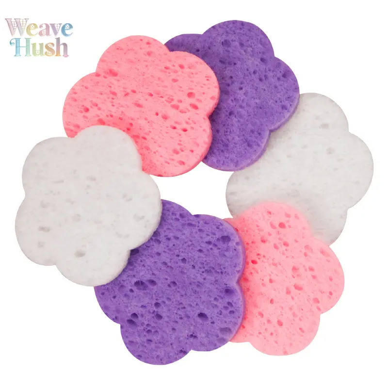 30 Pcs Flower-Shaped Natural Wood Pulp Compressed Facial Sponges, Gentle Daily Face Cleansing & Makeup Removal Puffs, Portable Disposable Travel DIY Bag Accessories (60*6mm)