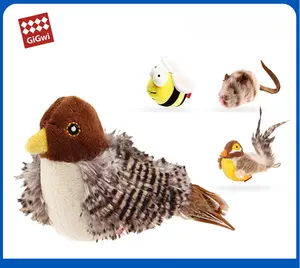GiGwi Electronic Cat Toys Motion Activated Flashing Squeaky Mouse Birds Fun Prey Simulation for Cats Flappy Bird Cat Toy