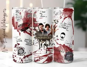 Sam Dean Winchester Supernatural Hunter Sublimation Tumbler 20 oz - Perfect for Your Drinks - Drinkware, Stainless Steel Water Bottles Reusable Straw