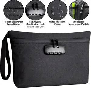 Bag with Combination Lock, 1 Count Portable Large Capacity Zipper Pouches, Storage Bag for Home & Outdoor