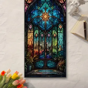 Stained Glass Pattern DIY Diamond Arts Colorful Painting Kit without Frame, DIY 5D Diamond Arts Colorful Painting Kit, Wall Art Decor for Home, Diamond Painting Kits