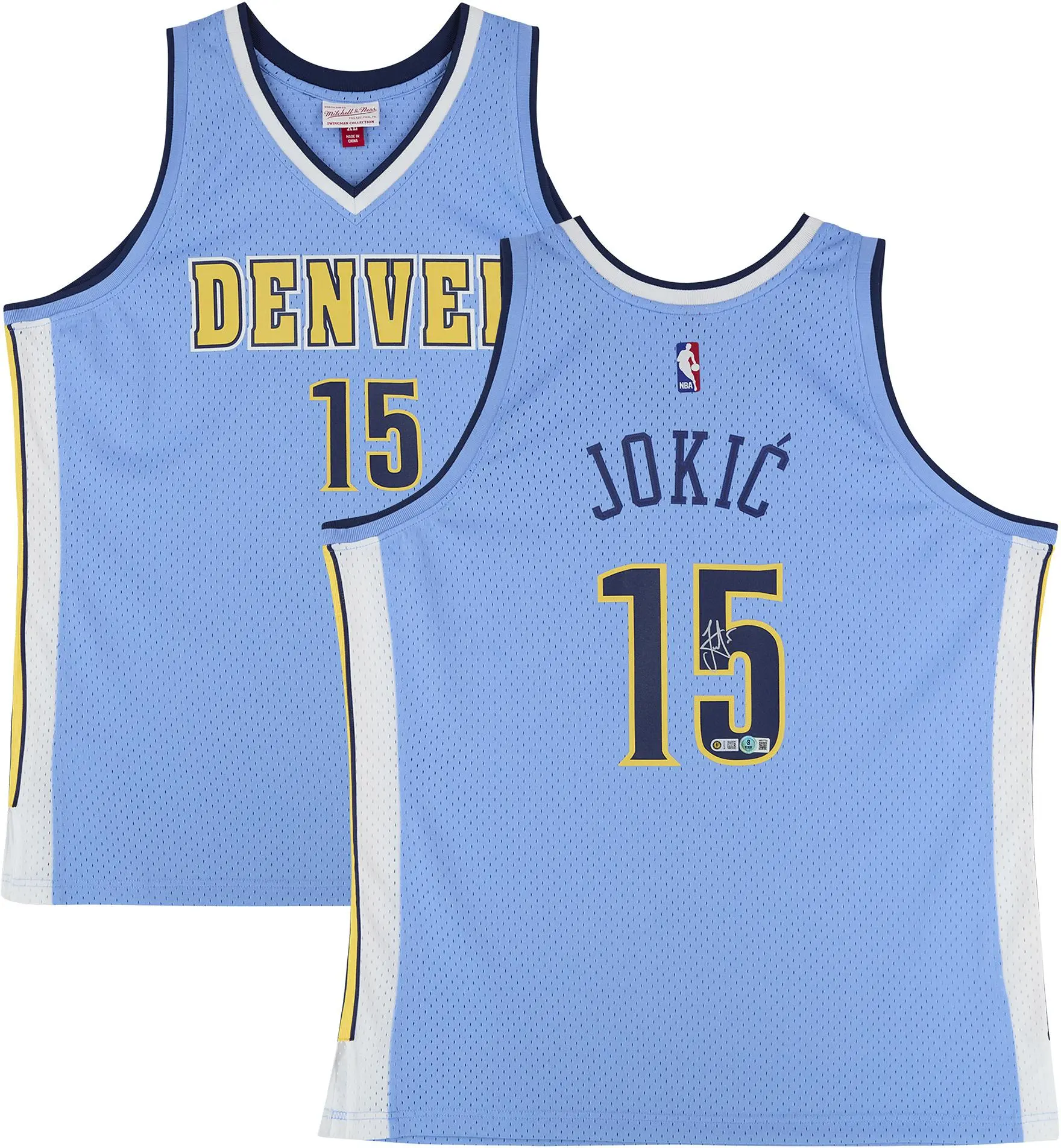 Nikola Jokic Denver Nuggets Autographed Light Blue Mitchell & Ness 2016-17 Swingman Jersey - BAS - Fanatics Authentic Certified