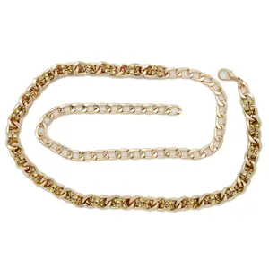 Women Sexy Fashion Belt Gold Metal Chain Hip Waist Bling Mesh Beads Skinny Waistband (XL-XXL 40"-55")