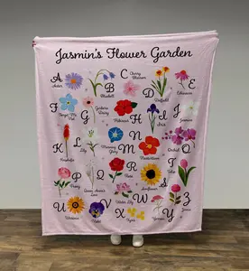 Personalized Flower Alphabet Minky Blanket: Custom Name Gift