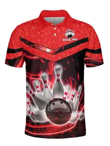 Bowling Polo Shirt 3D Unisex, Bowling Sports Top, Team Short Sleeve Polo Gift, Golf Sport Short Sleeve, Casual Loose Fit, Multiple Colors Available, Casual Sports Tops, Casual Athletic Wear