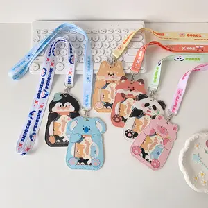 Cartoon Animal Design Personalized Lanyard Card Holder, Student ID Bus Metro Card Case, Cute Display Card Wallet for School & Daily Use