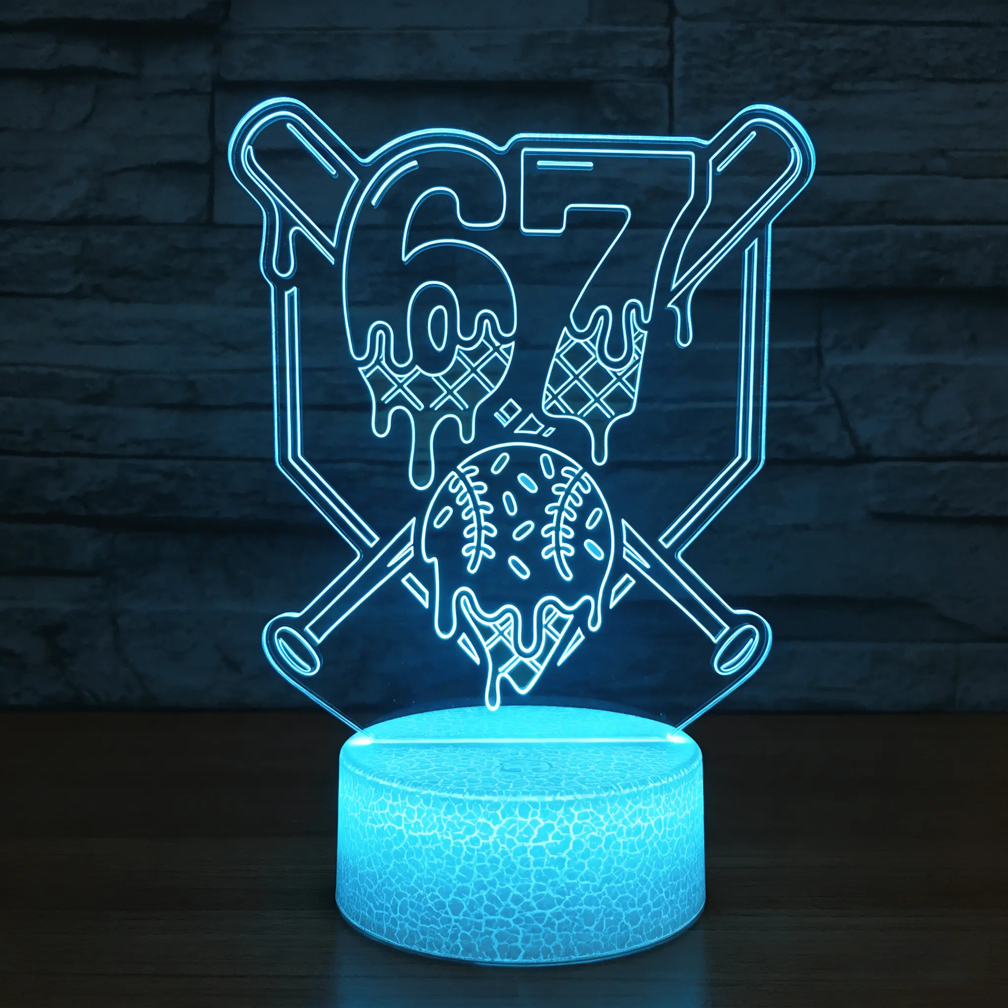 3D Illusion Baseball Shape LED Night Light - Gradual Change, Touch Control, USB-Powered, Adjustable Table Lamp, Indoor Use, Easy Operation for Home Decor & Holiday Gifts