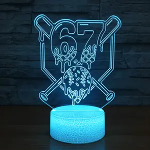Baseball 3D Illusion LED Night Light,Visual Creative Colors Gradual Changing Touch Switch USB Table Lamp for Holiday Gifts or Home Decorations