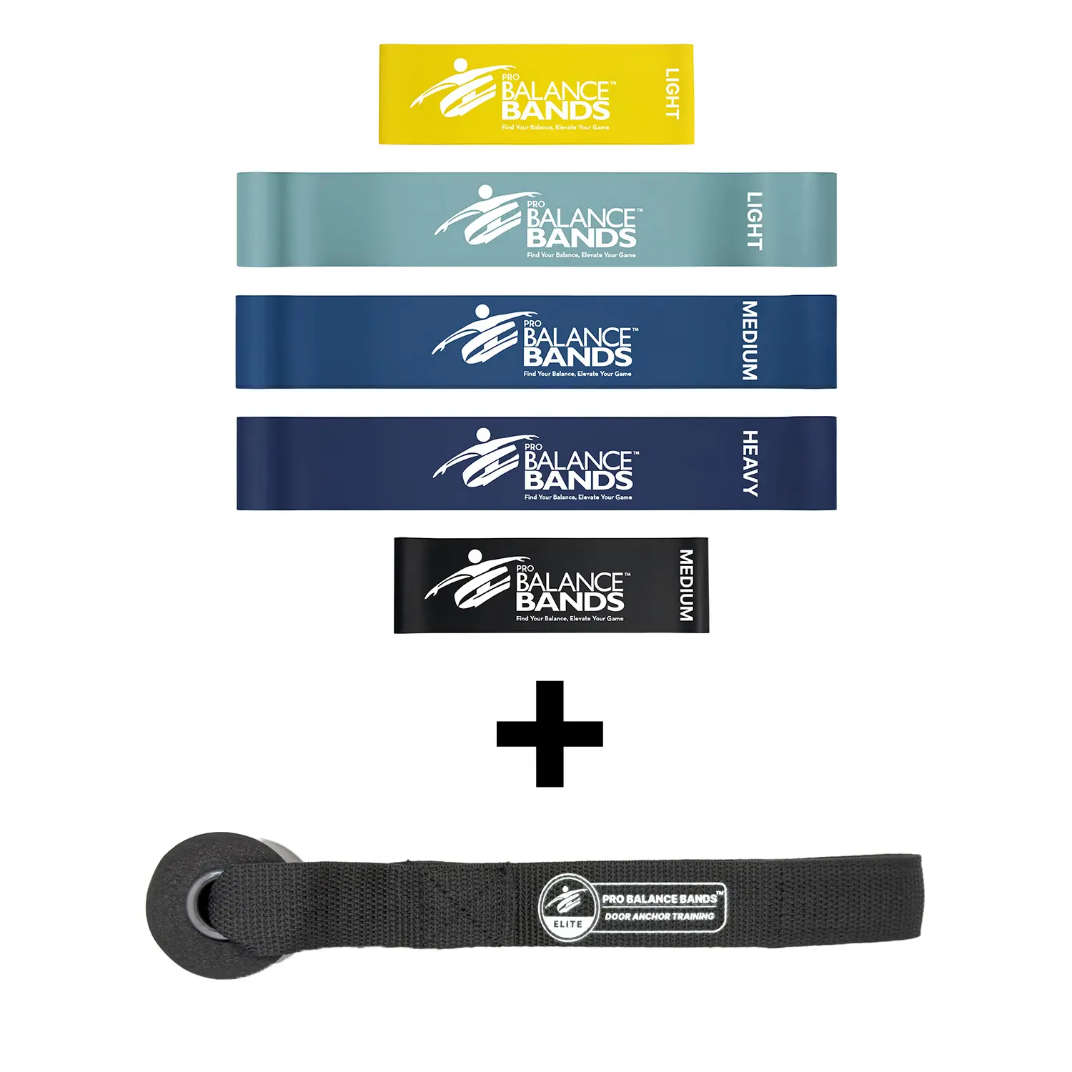 Pro Balance Bands 5 Band Premium Combo Set + Pro Balance Elite Door Anchor Bundle