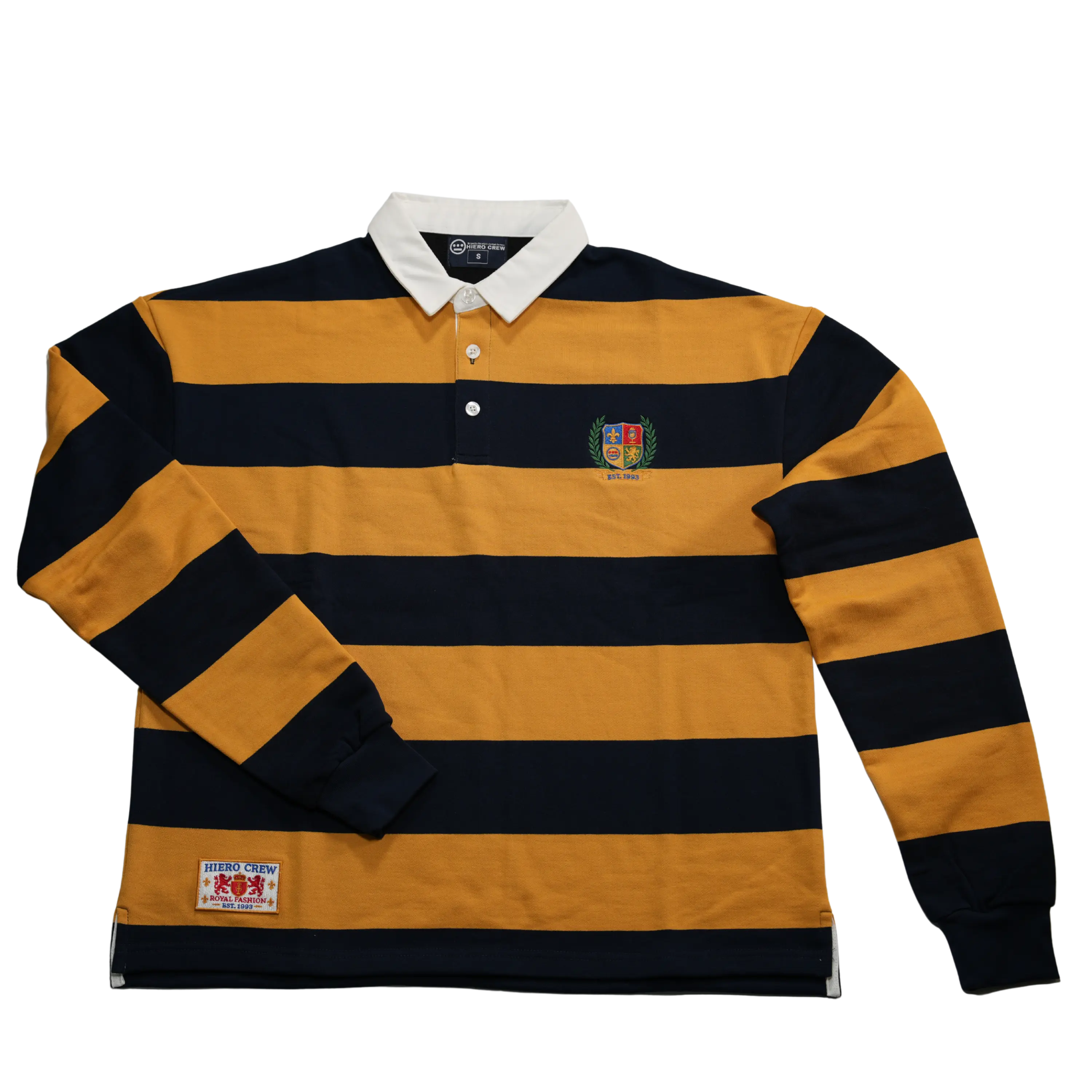 Hiero Crew Heavyweight Rugby Shirt – Blue & Gold