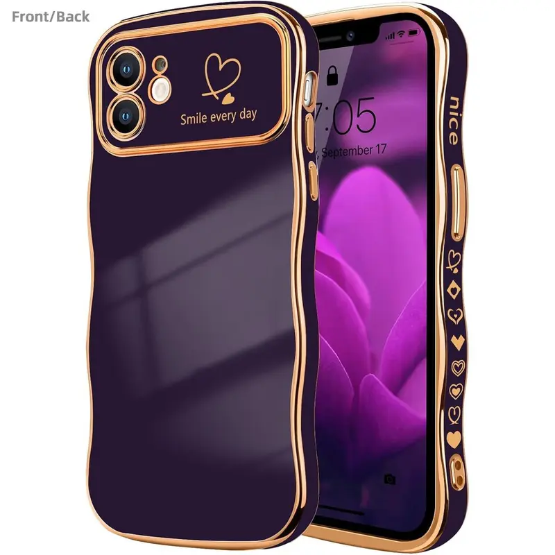 Love Heart Pattern Phone Case, Shockproof Phone Protective Cover, Phone Accessory Compatible with iPhone 16 15 14 13 12 11 Pro Max Plus, Casing, Protector