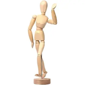 8 Inch Artists Wooden Manikin Flexible  Joints Human Figure Puppet Model  Male Mannequin Doll Ornament Stand for Home Office Desk Decoration Sketching Drawing Painting Supplies