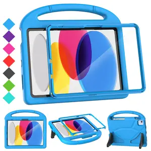 Kids Case for iPad A16 11-Inch 2025 & iPad 10th Gen 10.9" 2022 Durable EVA Shockproof Stand Cover with Screen Protector Pencil Holder Handle Blue - Computer, Protection