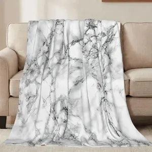 Black and White Marble Throw Blankets All Season Ultra Soft Warm Flannel Blanket for Home Bed Sofa Couch Chair Outdoor Travel Camping