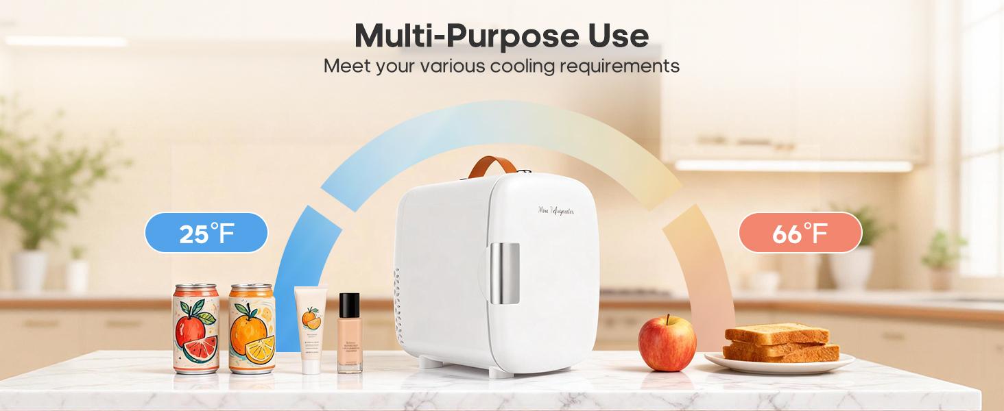 Mini Fridge, Portable Small Refrigerator 4L/6 Can Cooler & Warmer Compact Fridge for SkinCare, Food and Drinks, Small Fridge for Bedroom, Dorm, Car, Office