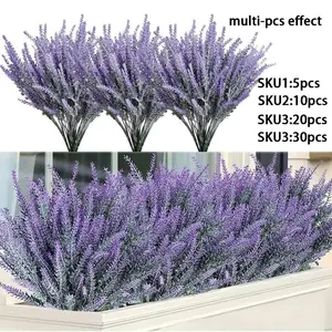 Artificial lavender faux plant flocked wheat bouquet kitchen dining table decorative flowers, suitable for weddings, homes, hotels, offices, weddings, parties, home gardens, porches, cabin decorations, yards Lifelike Fake Plant