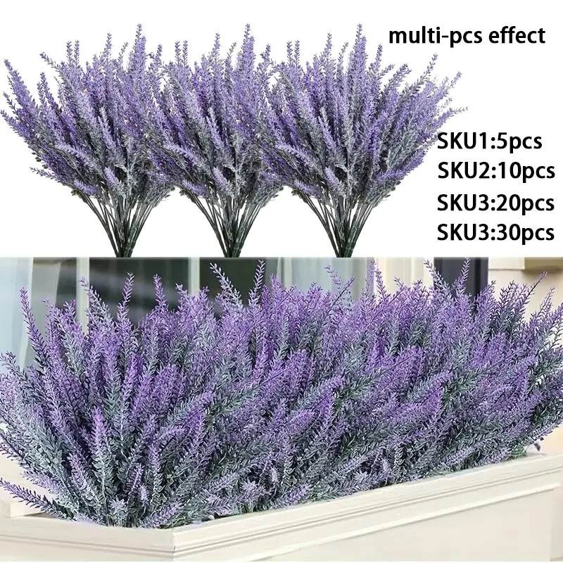 Artificial lavender faux plant flocked wheat bouquet kitchen dining table decorative flowers, suitable for weddings, homes, hotels, offices, weddings, parties, home gardens, porches, cabin decorations, yards Lifelike Fake Plant Artificial Faux Plants