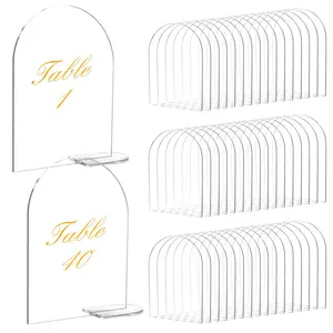10/20count Clear Acrylic Sign Arch with Stand Blank Guest Name Tags Wedding Table Number Holder Decoration Supplies DIY Place Card