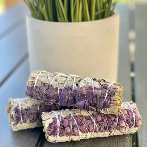 White Sage with Lavender Flowers Smudge Stick