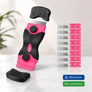 Pink 2-in-1 Razor Blade Scraper Tool, for Glass Stove Oven Window Household Surface, Portable Cleaning Hand Tool, Fashion Stylish Labor-saving Scraper with 20 Blades for Label Glue Residue Removal