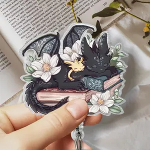 Fantasy Dragon Badge Reel, Fantasy Bookish Badge Reel, 4th Wing Interchangeable Badge Reel, Book Lover Gift, ID Holder,Badge Clip for Reader