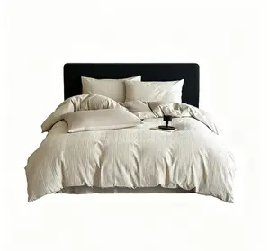 4-Piece Class A 60S Bedding Set - 100% Cotton, Maternal-Infant Grade Washed Cotton, Thick Jacquard Weave, Vintage Luxe Duvet Cover & Sheet, All-Season Hypoallergenic Home Bedding, Four Pieces