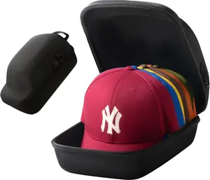 Ozueccr Hard Hat Travel Case for Baseball Caps - Durable Organizer with Carrying Handle & Adjustable Shoulder Strap Holds Up to 6 Hats Ideal for Travel & Home Storage Black