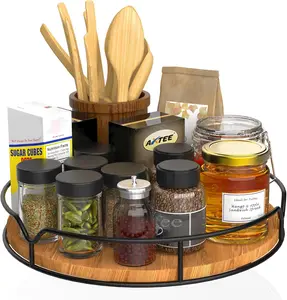 9-Inch 360° Rotating Organizer Turntable – Non-Slip Lazy Susan with Handle for Spices, Cosmetics, Snacks, Multi-Purpose for Home & Office